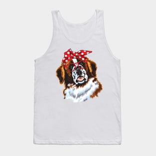 Saint Bernard Head Bandana Tank Top